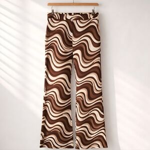 ShoSho Womens Psychedelic Wave Print Wide Leg Flare Pants - Size Medium